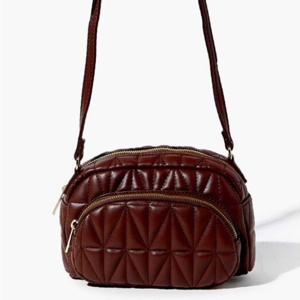 Quilted faux leather crossbody bag